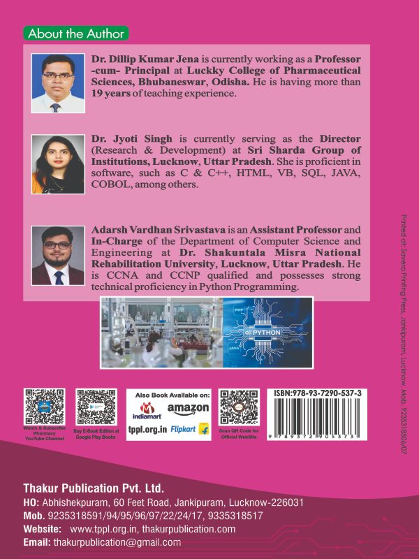 Basics of Python Programming For Pharmaceutical Sciences Book | B.Pharm First Semester | Latest Edition 2026 | Thakur Publication | Four Coloured Book