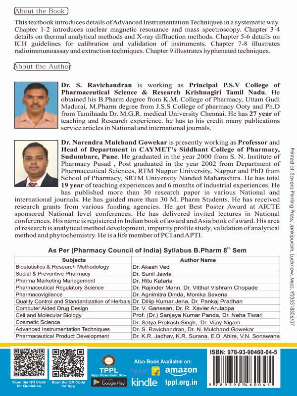 Advanced Instrumentation Techniques B.Pharm 8th Semester