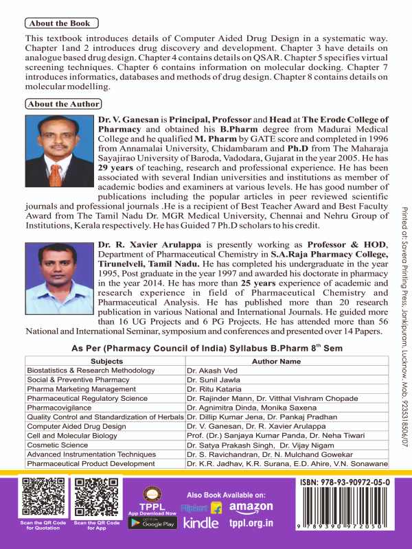 Computer Aided Drug Design Book B.Pharm 8th Semester