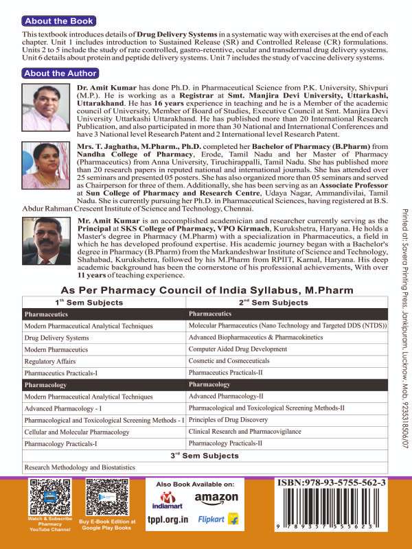 Drug Delivery Systems | M.Pharm | First Semester
