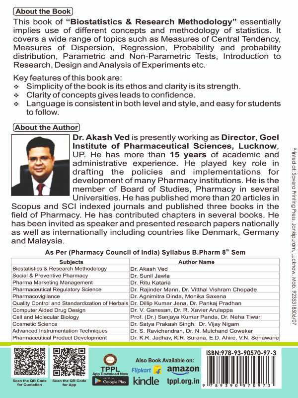 Biostatistics & Research Methodology Book B.Pharm 8th Semester