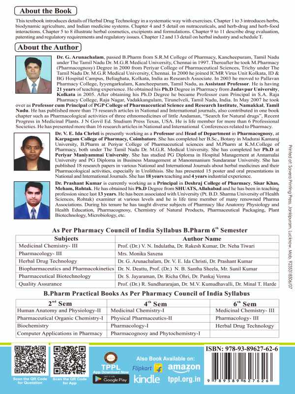 Herbal Drug Technology Book B.Pharm 6th Semester