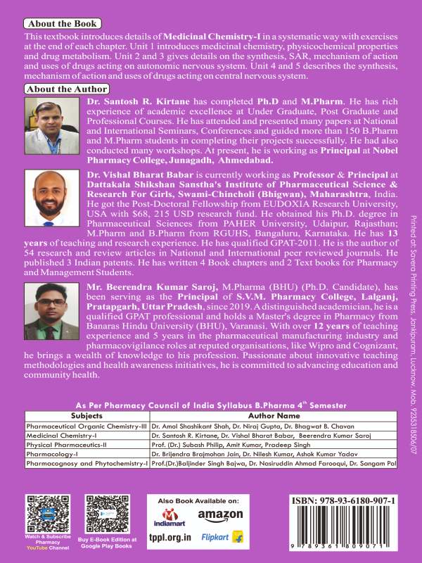 Medicinal Chemistry-I Book B.Pharm 4th Semester