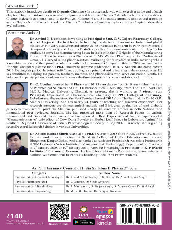 Pharmaceutical Organic Chemistry-II Book B.Pharm 3rd Sem